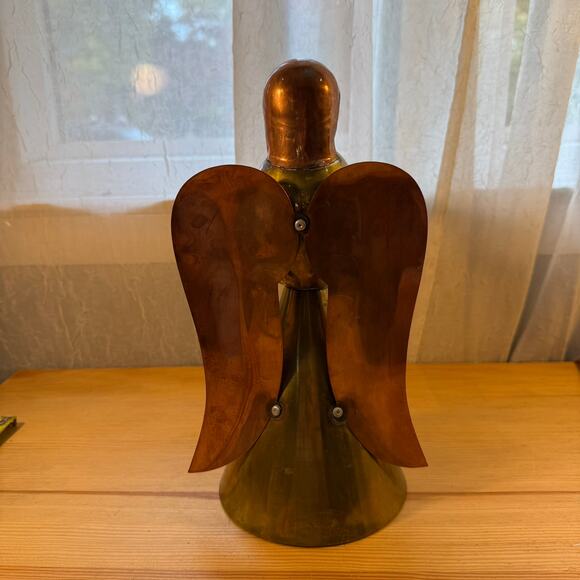 Vintage Brass & Copper Angel Figurine Candle Holder 11” Christmas Decor - Picture 3 of 6
